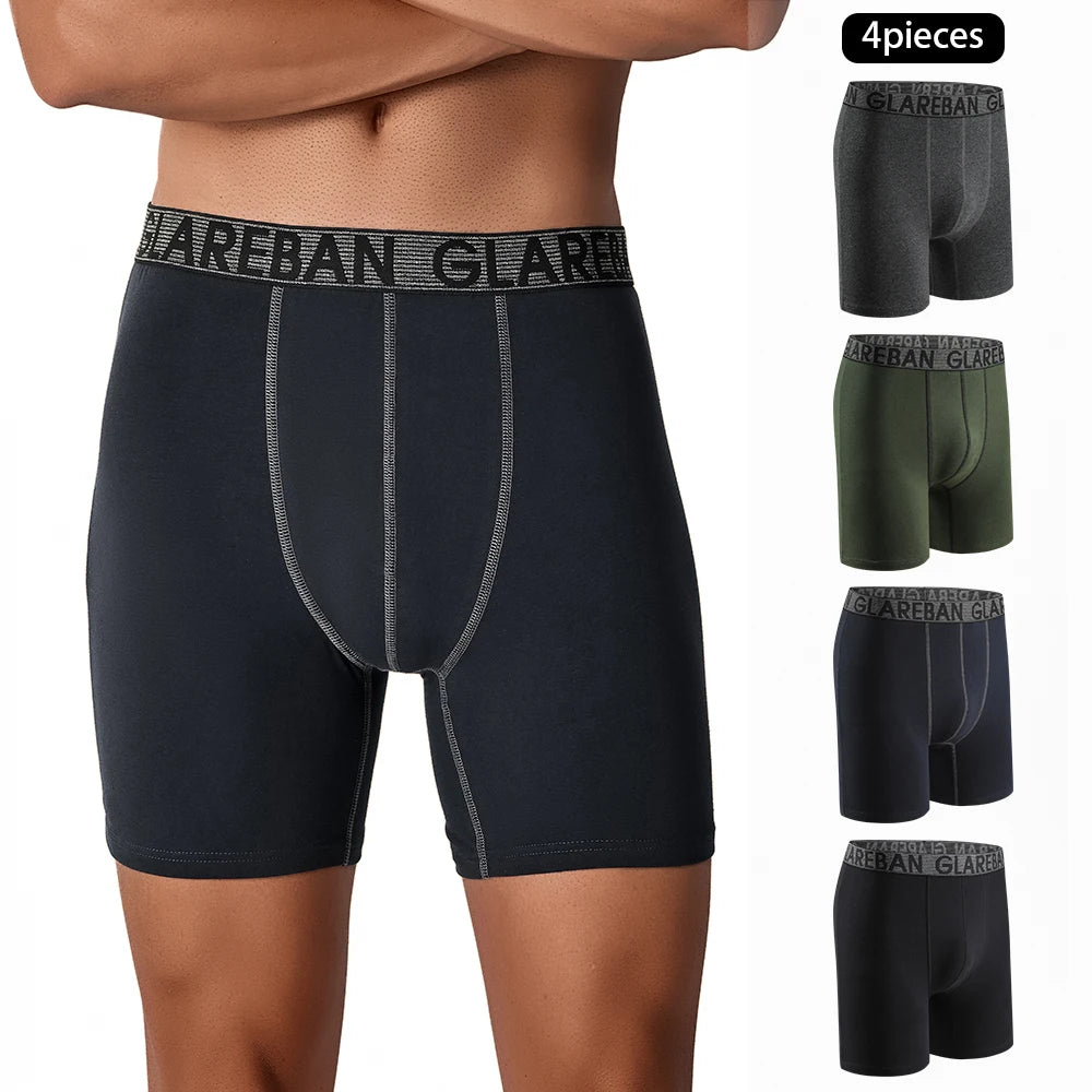 Lot de 4 boxers mi-longs homme – Coton respirant, confort quotidien.                   Confort, respirabilité et maintien optimal : les sous-vêtements essentiels pour l’homme moderne.