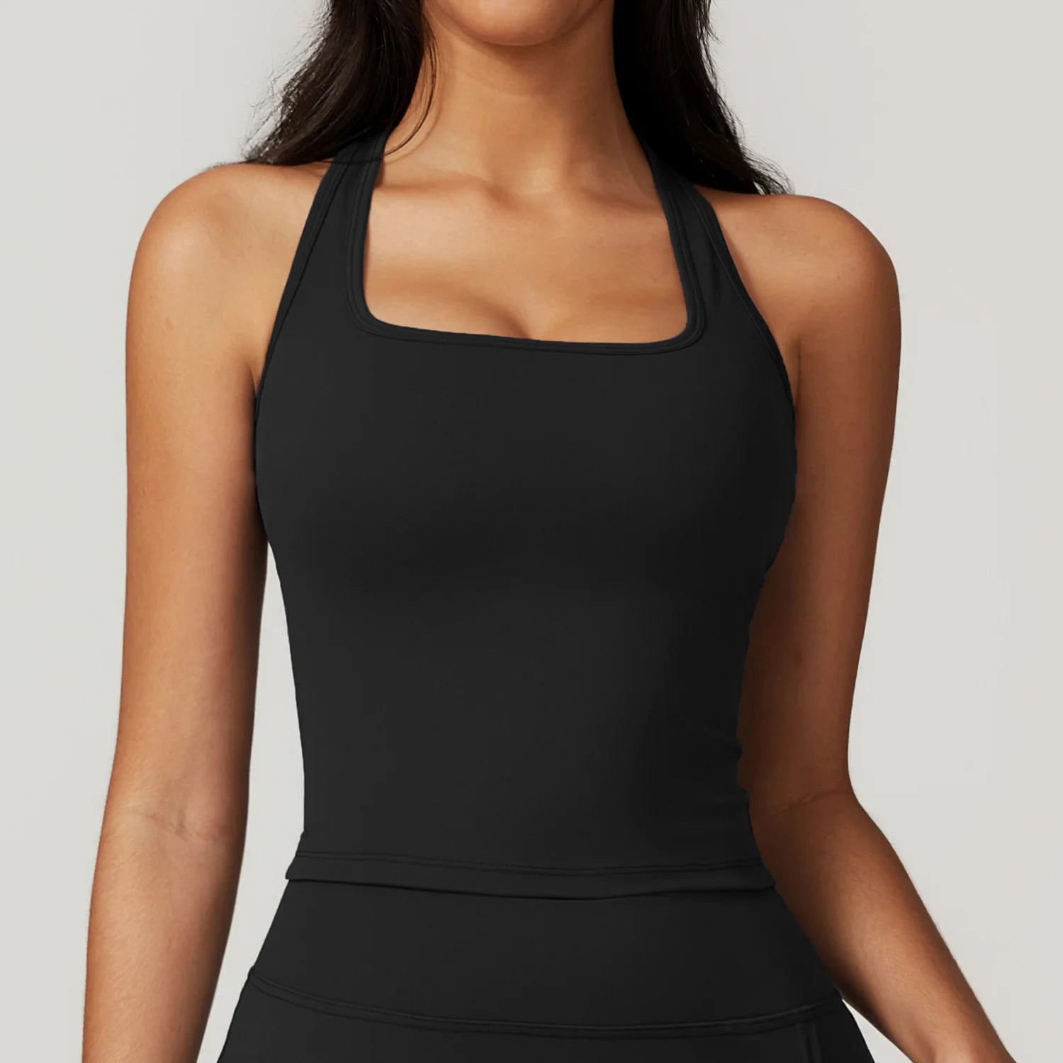 Débardeur de Sport Femme Dos Nageur – Coton Brossé, Coupe Ajustée,Yoga & Fitness