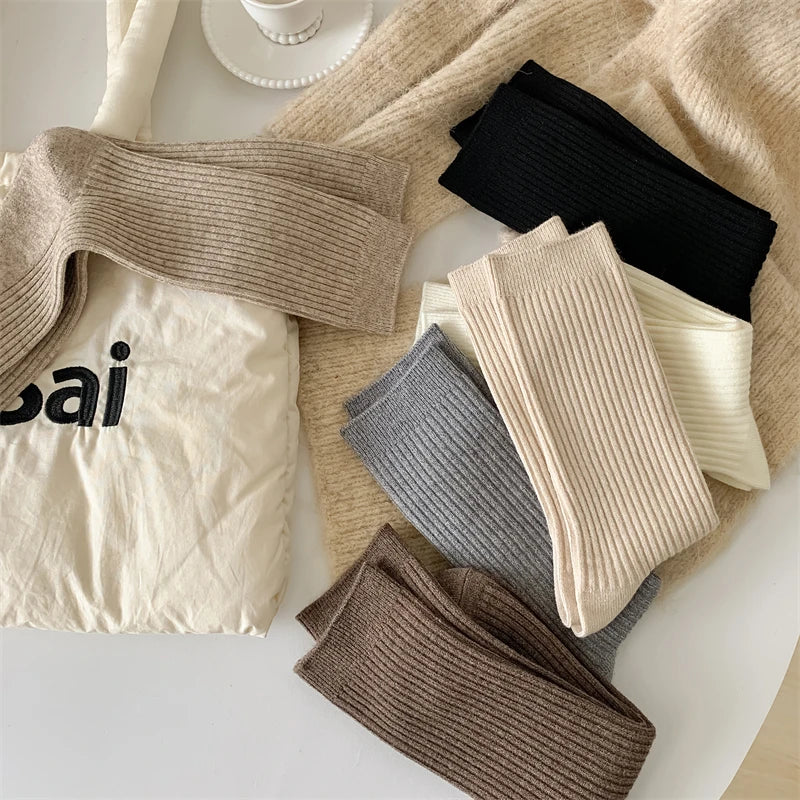 Chaussettes femme rétro style japonais – Chaudes, respirantes, coupe loose, automne