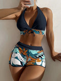Bikini Femme Taille Haute Coupe Conservatrice Élégante Ensemble 2 Pièces