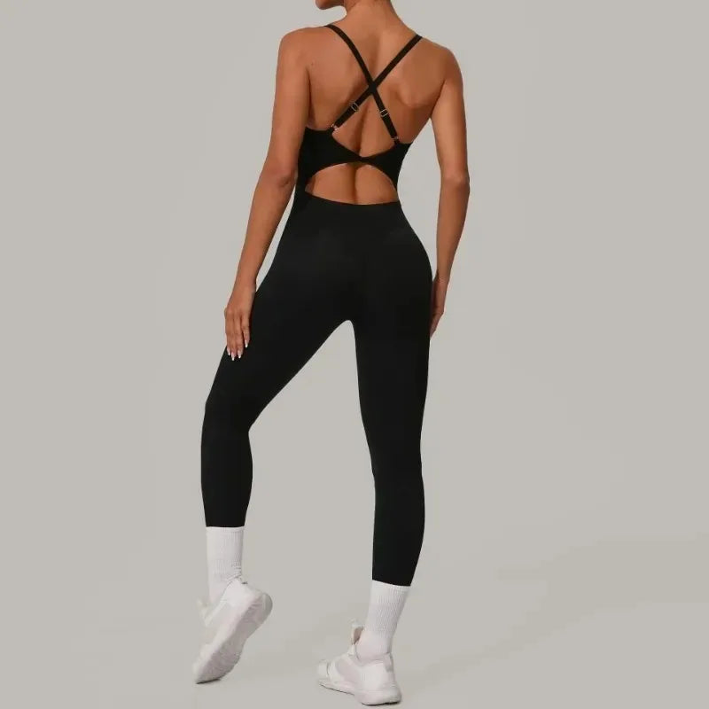 Combinaison Femme Sans Couture – Col Cœur, Taille Haute Croisée, Effet Push Up Fessier, Bodysuit Sport Ajusté