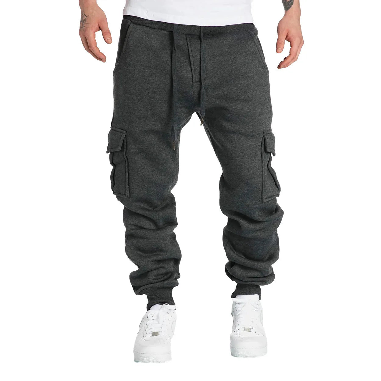 Jogging Homme Coupe Droite Oversize – Pantalon Long à Cordon, Multi-Poches, Sport & Streetwear