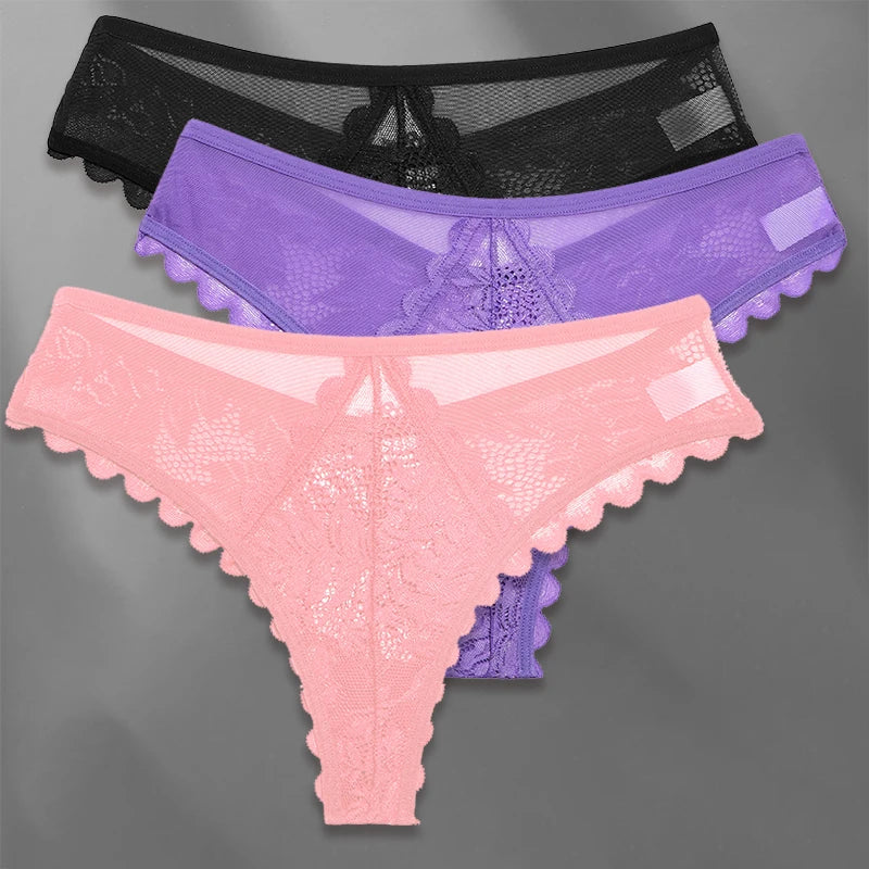 FINETOO Lot de 3 strings femme en dentelle – Taille S-XL, sexy et confortable