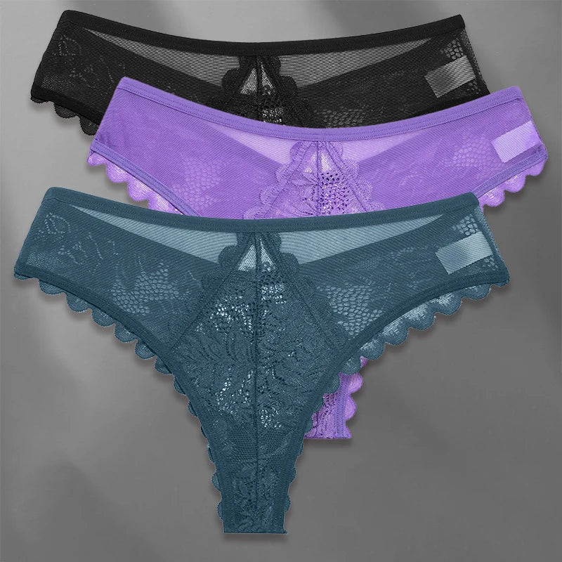 FINETOO Lot de 3 strings femme en dentelle – Taille S-XL, sexy et confortable