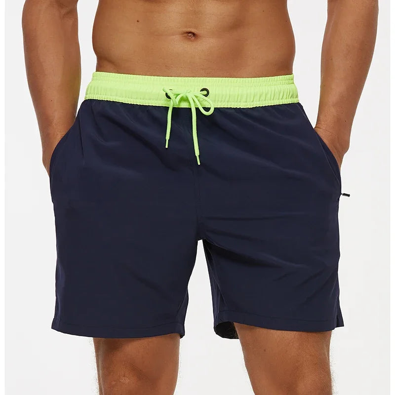 Short de Bain Homme Séchage Rapide – Taille Élastique, Poches Zippées, Doublure Mesh, Plage & Natation