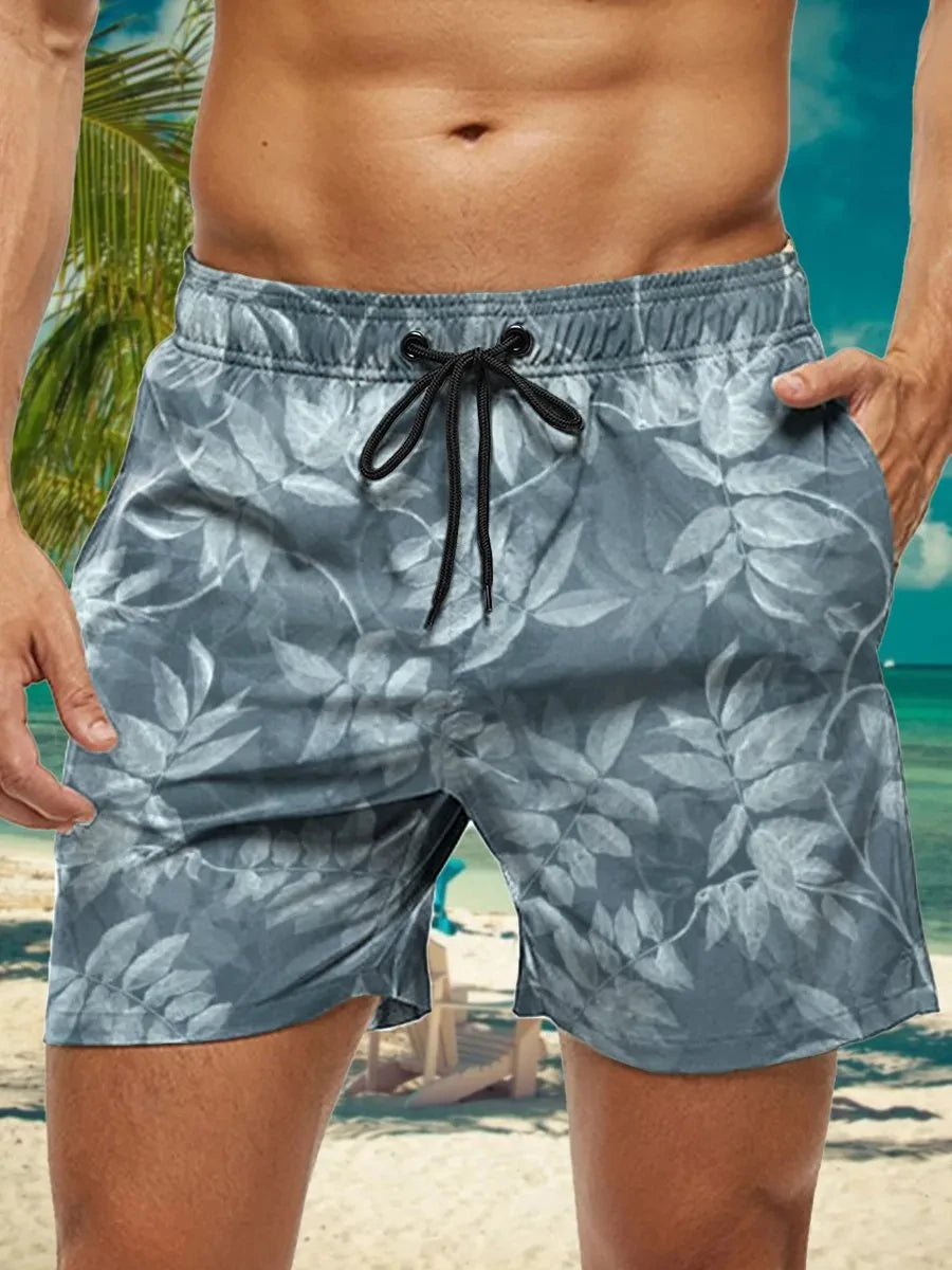 Short de Bain Homme Hawaïen Imprimé Floral 3D, Séchage Rapide, Boardshort Fashion .