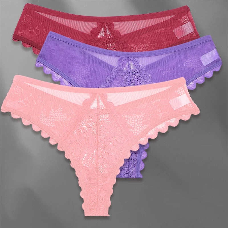 FINETOO Lot de 3 strings femme en dentelle – Taille S-XL, sexy et confortable
