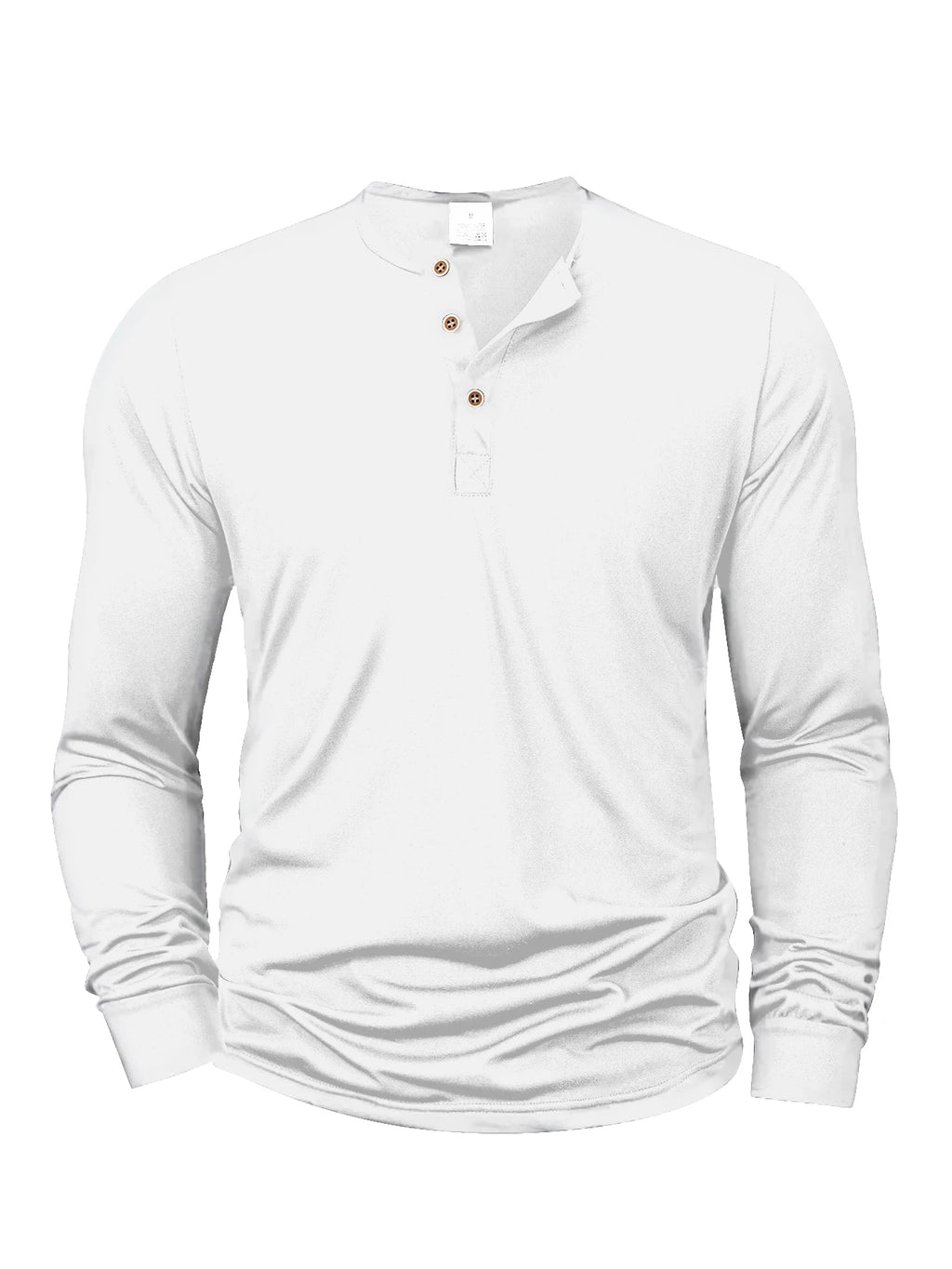T-shirt homme manches longues Slim Fit – Col Henley à boutons – Haut casual confortable, ample & extensible