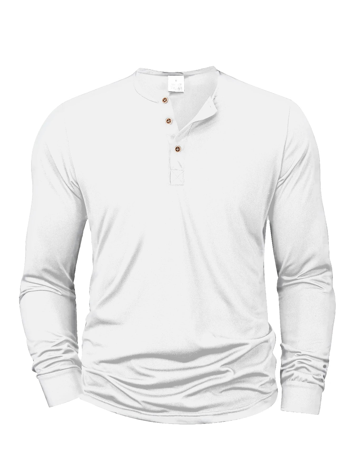 T-shirt homme manches longues Slim Fit – Col Henley à boutons – Haut casual confortable, ample & extensible