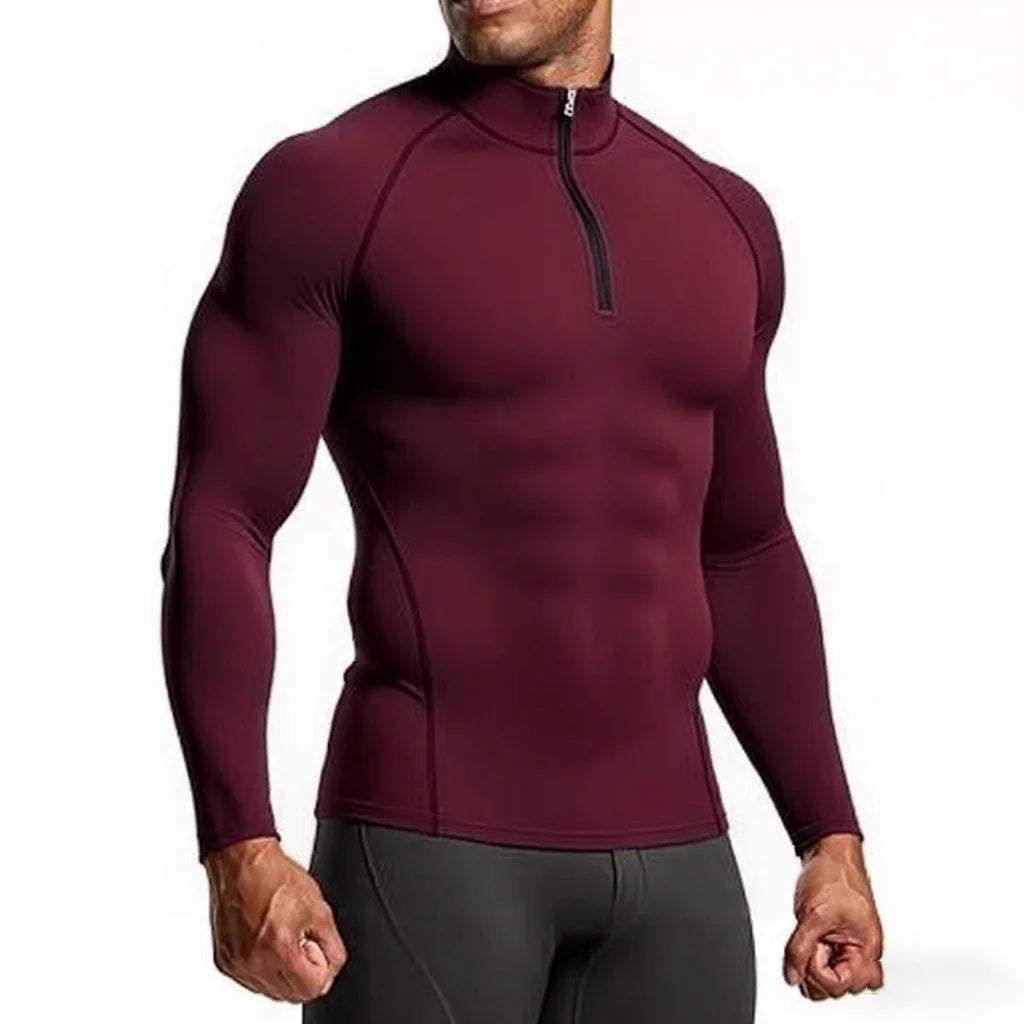 T-Shirt de Sport Homme Manches Longues.            Coupe Slim Compression.  Running & Training
