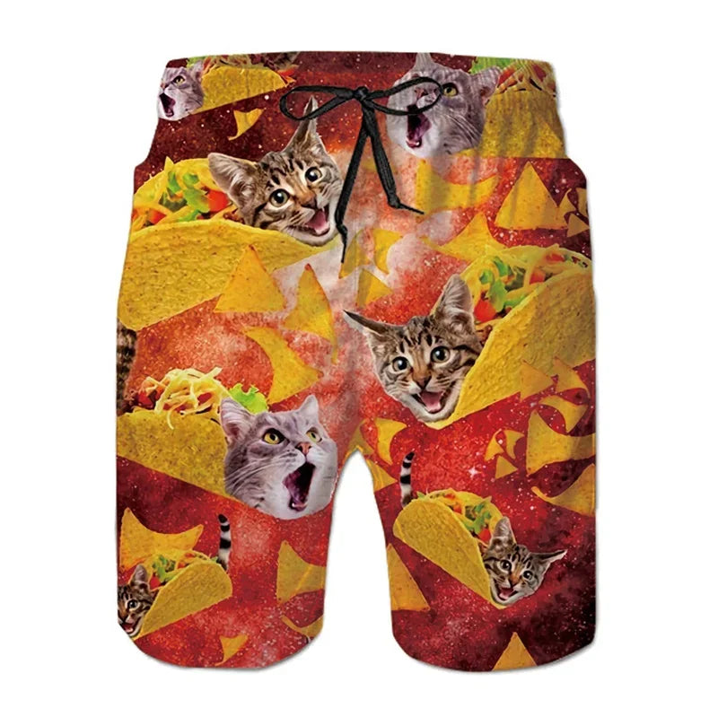 Boardshort Homme Vintage Imprimé 3D Palmiers Tropicaux, Short Hawaïen Respirant & Séchage Rapide.