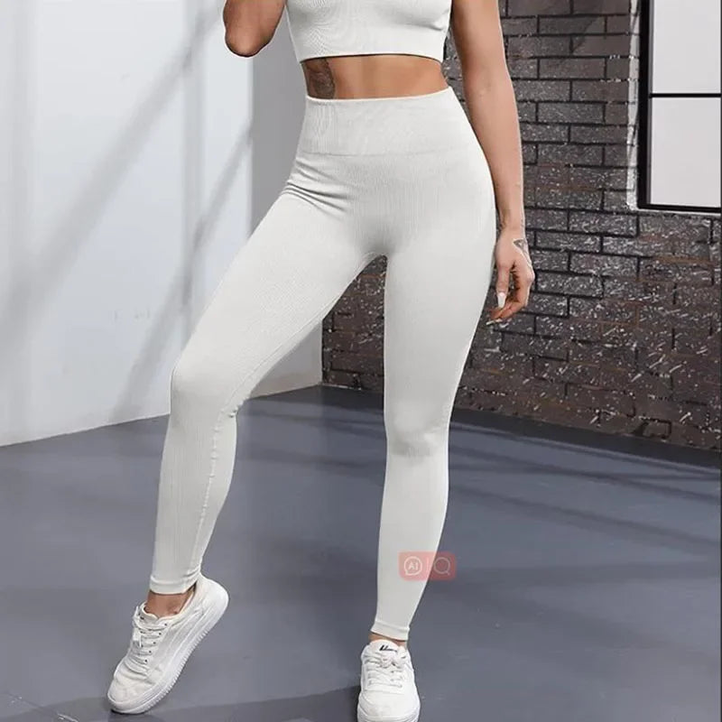 Legging  Femme Seamless Taille Haute, Effet Push-Up Hanches, Stretch, Fitness & Running