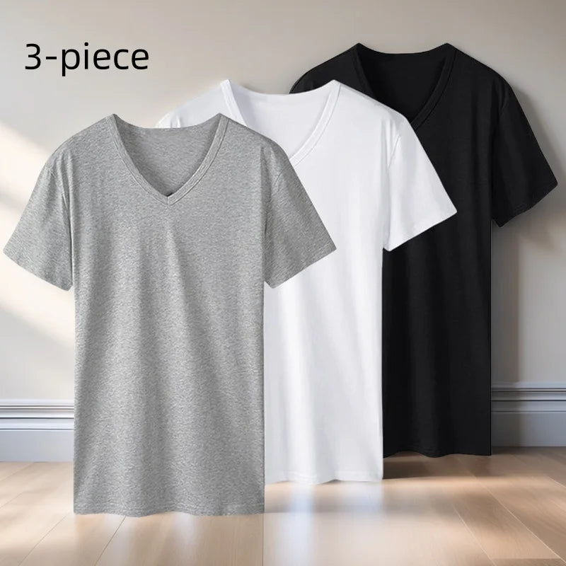T-shirt homme larges tailles – Col V, léger et respirant