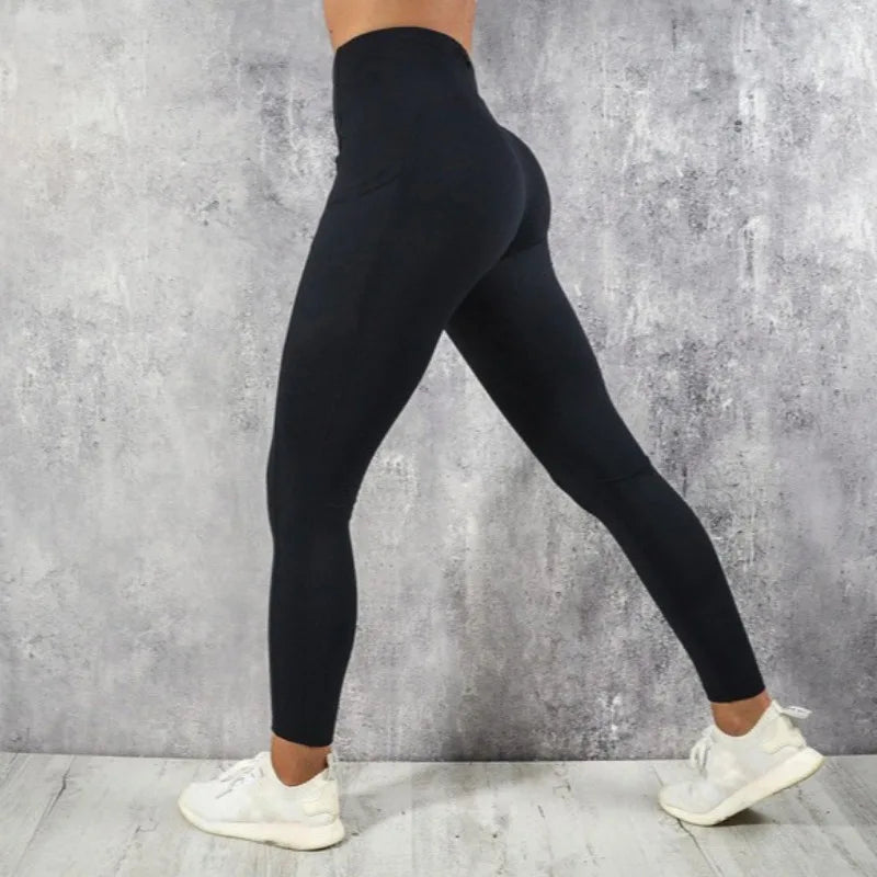 Legging de Sport Femme Taille Haute avec Poches – Stretch, Effet Push-Up Fessier, Yoga, Fitness & Running