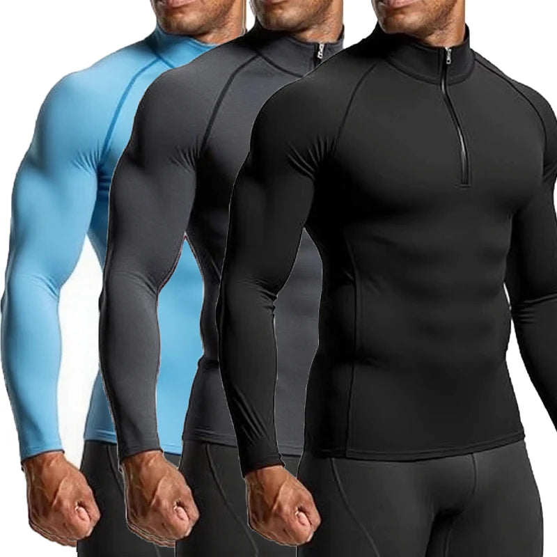 T-Shirt de Sport Homme Manches Longues.            Coupe Slim Compression.  Running & Training
