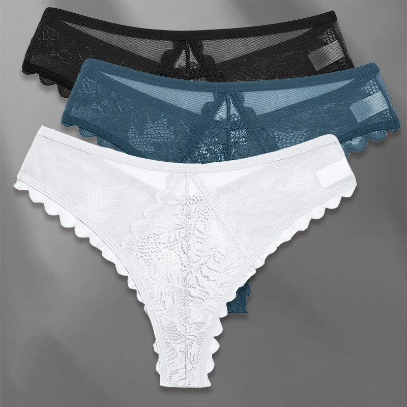 FINETOO Lot de 3 strings femme en dentelle – Taille S-XL, sexy et confortable