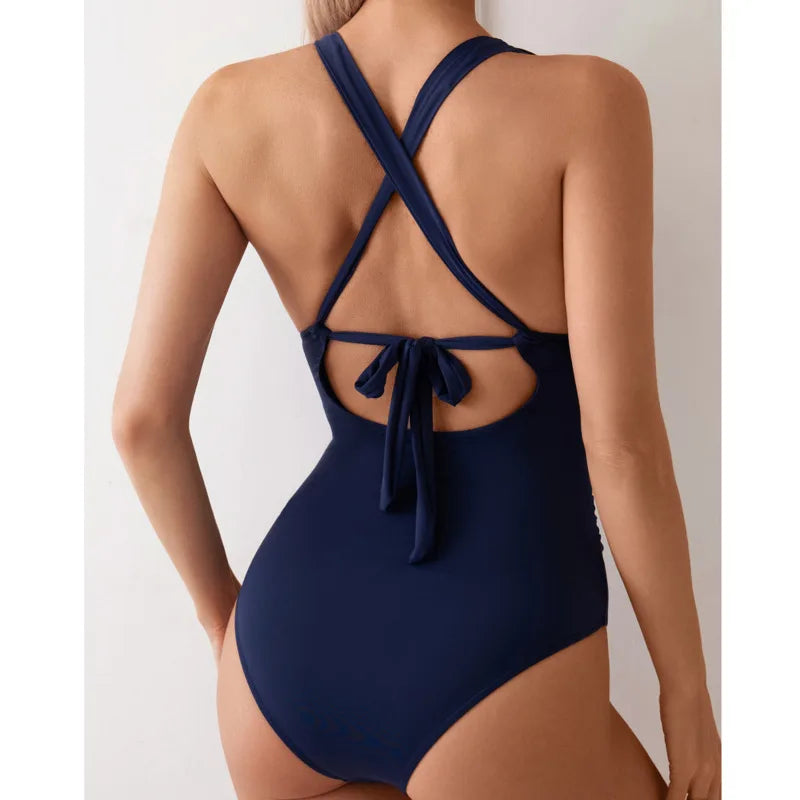 Maillot de Bain 1 Pièce Sexy Push-Up, Couleur Unie, Élégant & Tendance Été 2026
