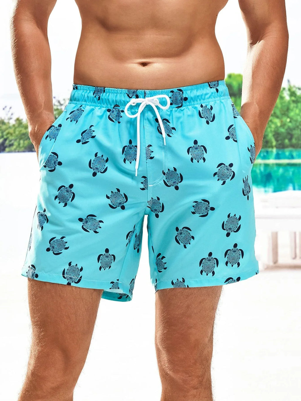 Short de Bain Homme Hawaïen Imprimé 3D Dégradé, Taille Élastique & Séchage Rapide, Style Summer Beach .