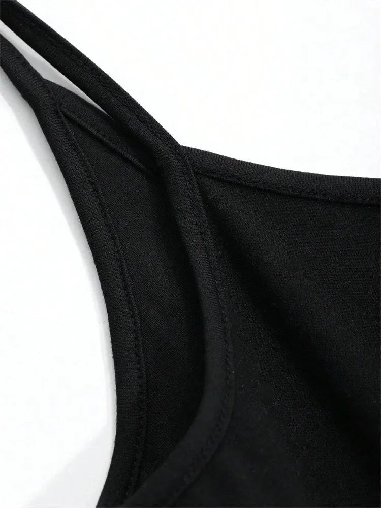 Crop Top Femme Dos Nu Débardeur Court Uni, Sans Manches, Style Y2K Streetwear, Été