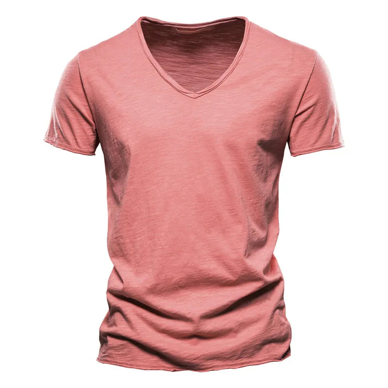 T-shirt homme 100 % coton – Coupe slim, col V ou col rond (au choix)                       Un essentiel moderne, taillé pour une silhouette nette et confortable.