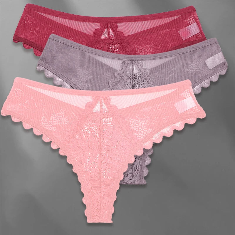 FINETOO Lot de 3 strings femme en dentelle – Taille S-XL, sexy et confortable