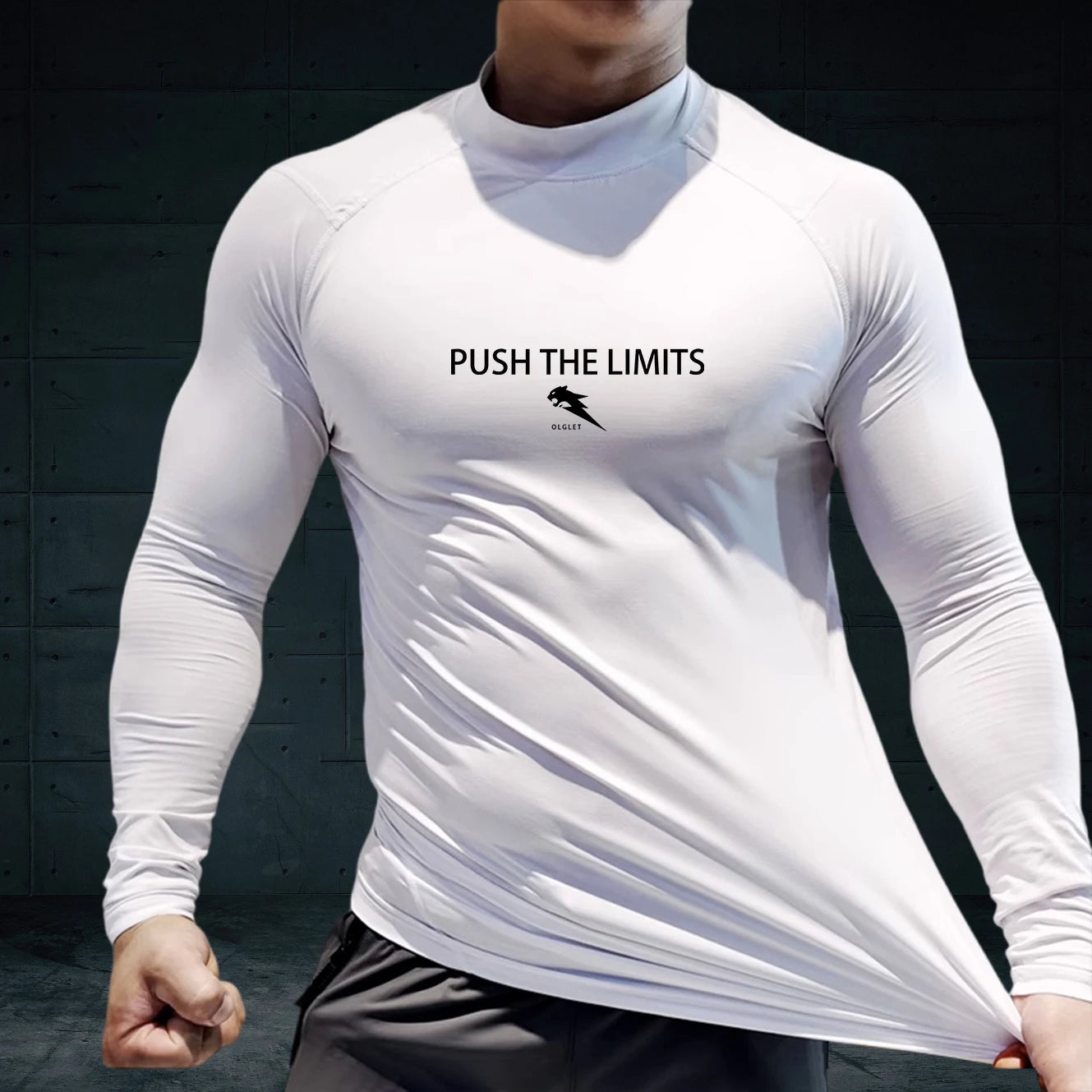 T-Shirt de Sport Homme Compression Manches Longues,                              Haut Stretch,Training