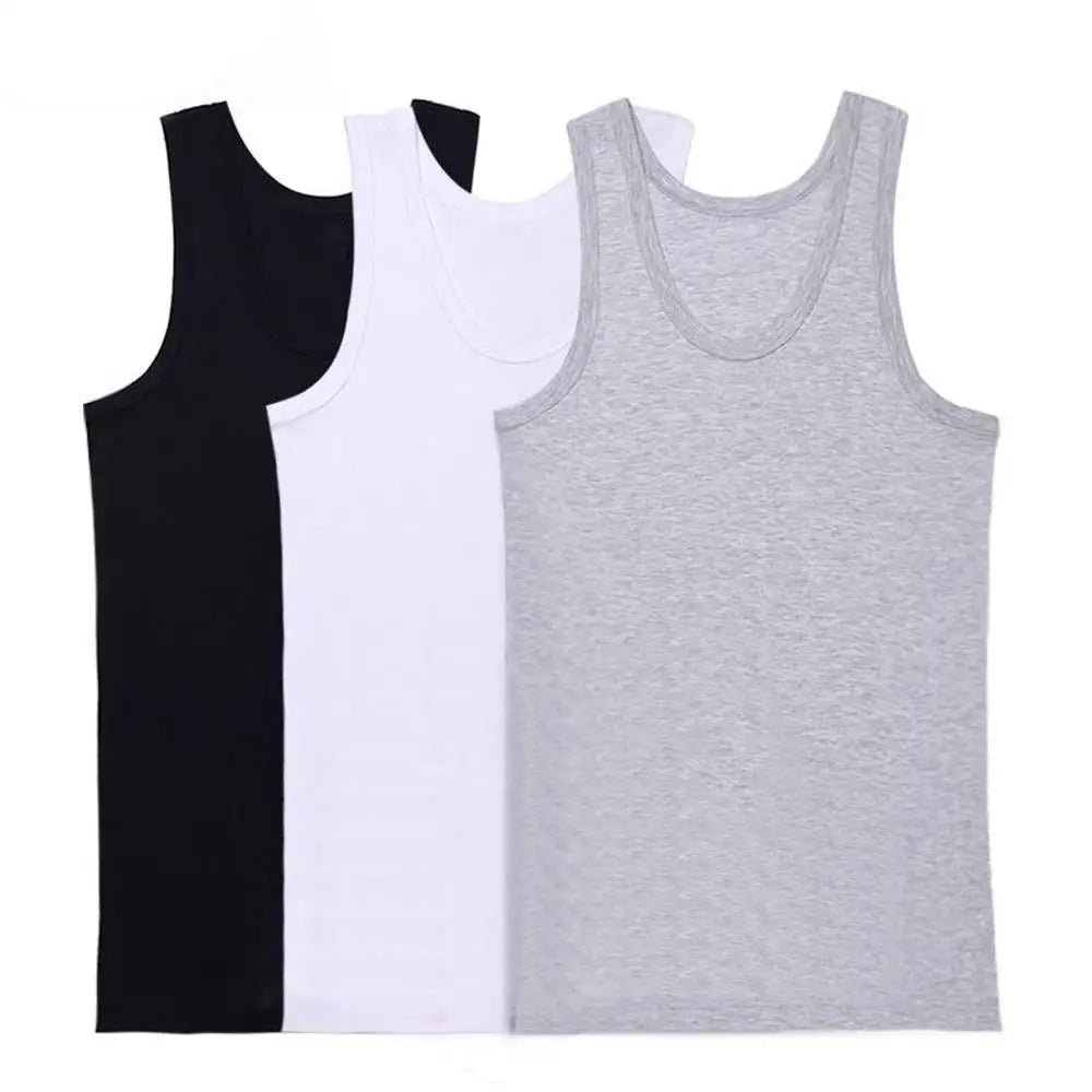 Débardeurs en coton pour homme et femme – noir, blanc et gris – sans manches, style casual sport