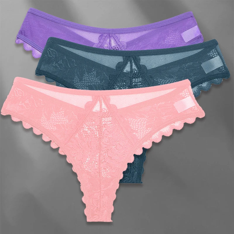 FINETOO Lot de 3 strings femme en dentelle – Taille S-XL, sexy et confortable