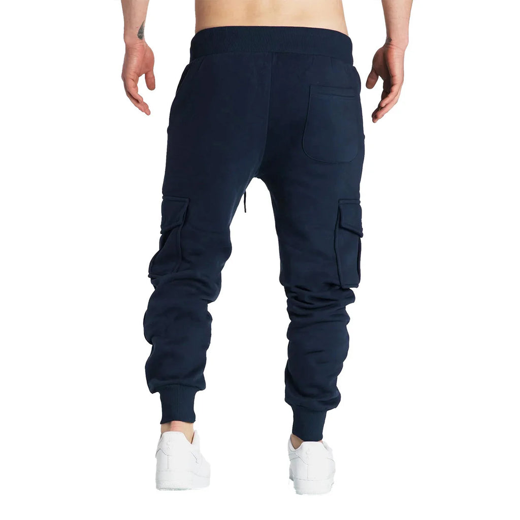 Jogging Homme Coupe Droite Oversize – Pantalon Long à Cordon, Multi-Poches, Sport & Streetwear
