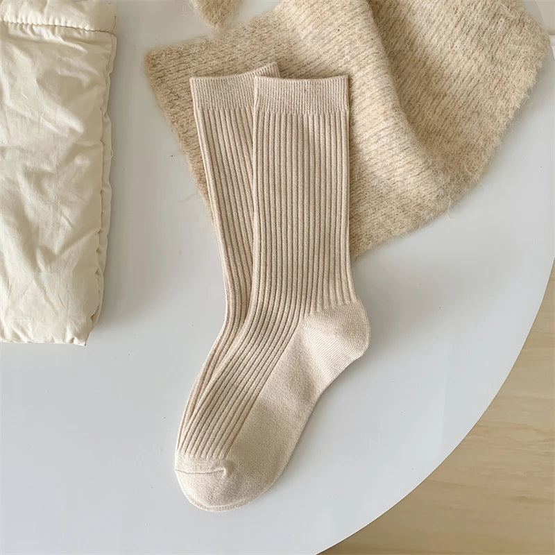 Chaussettes femme rétro style japonais – Chaudes, respirantes, coupe loose, automne