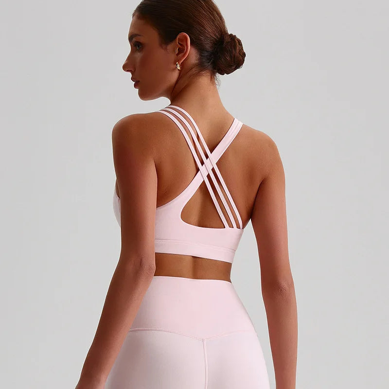 Brassière de Sport Femme Maintien Élevé – Dos Croisé, Bretelles Renforcées, Fitness, Training & Yoga