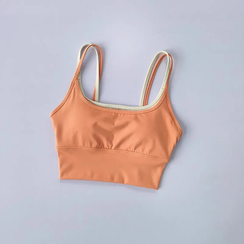Brassière de Sport Femme Crop Top Tube, Dos Sublimé, Yoga, Fitness & Running