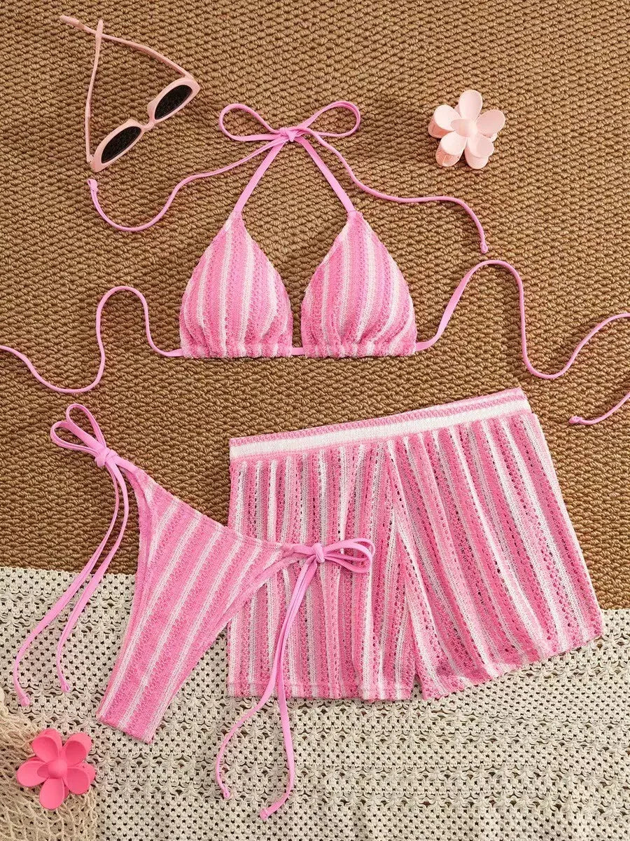 👙 Bikini Femme Sexy 3 Pièces Mesh Transparent & String Échancré.