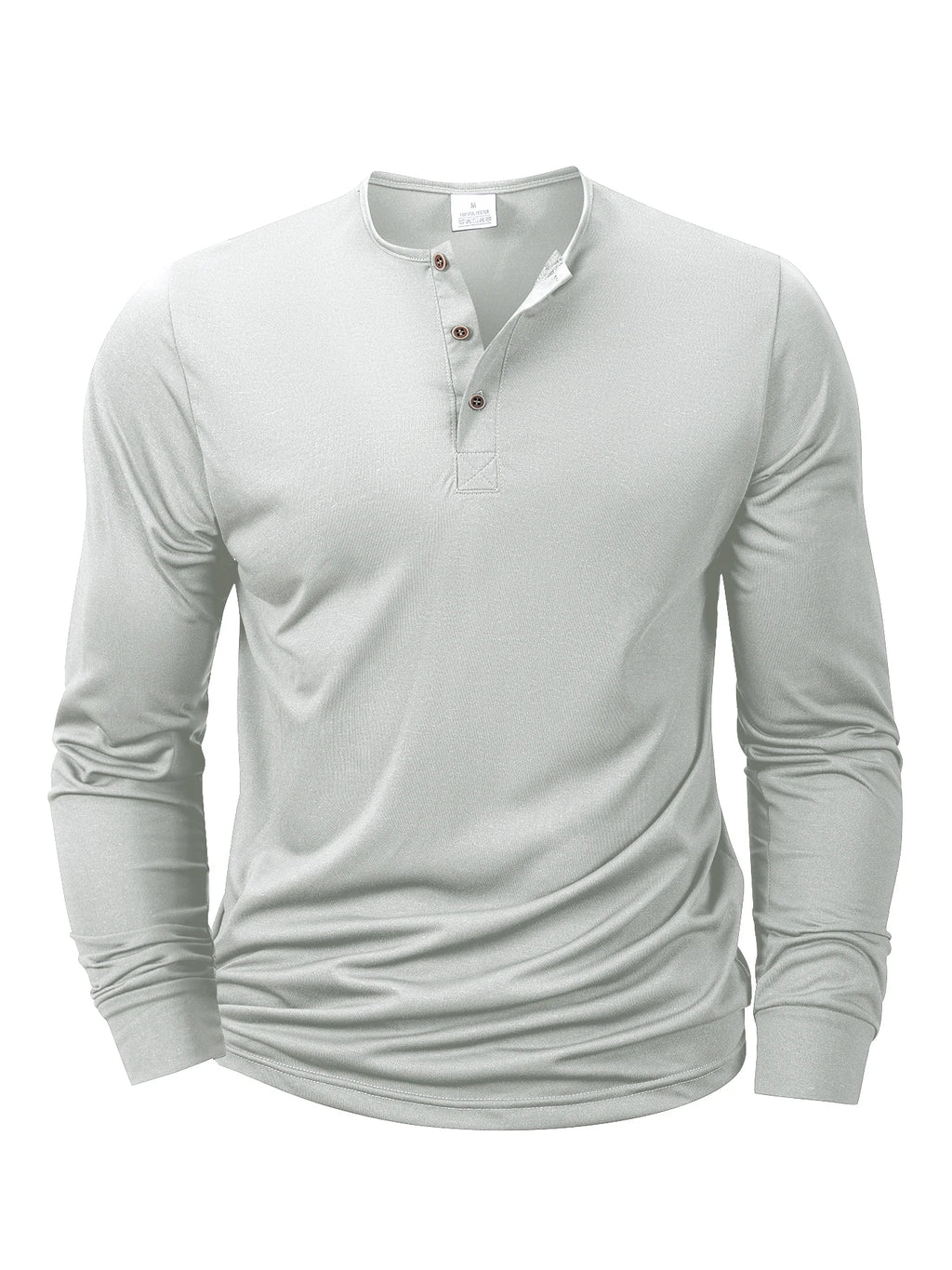 T-shirt homme manches longues Slim Fit – Col Henley à boutons – Haut casual confortable, ample & extensible
