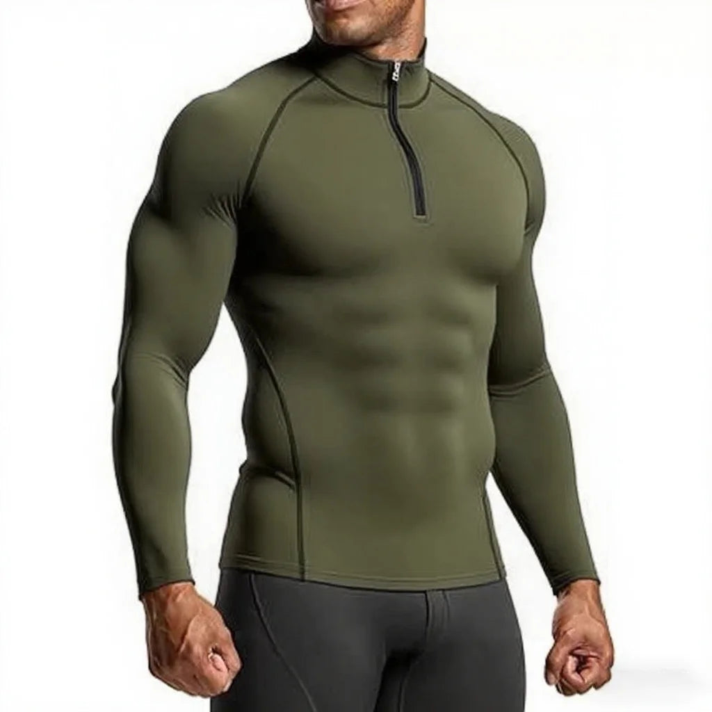 T-Shirt de Sport Homme Manches Longues.            Coupe Slim Compression.  Running & Training