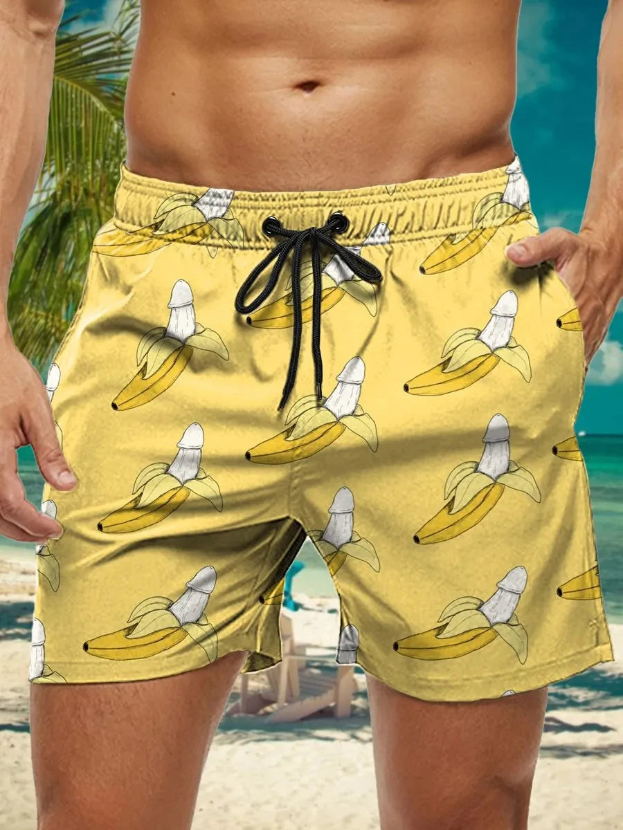 Short de Bain Homme Hawaïen Imprimé Floral 3D, Séchage Rapide, Boardshort Fashion .