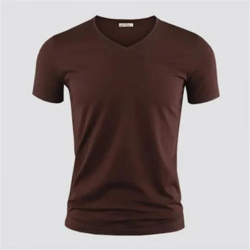 T-shirt homme col V – Coupe ajustée fitness, une coupe sportive.                               Un style épuré,le confort comme stand.