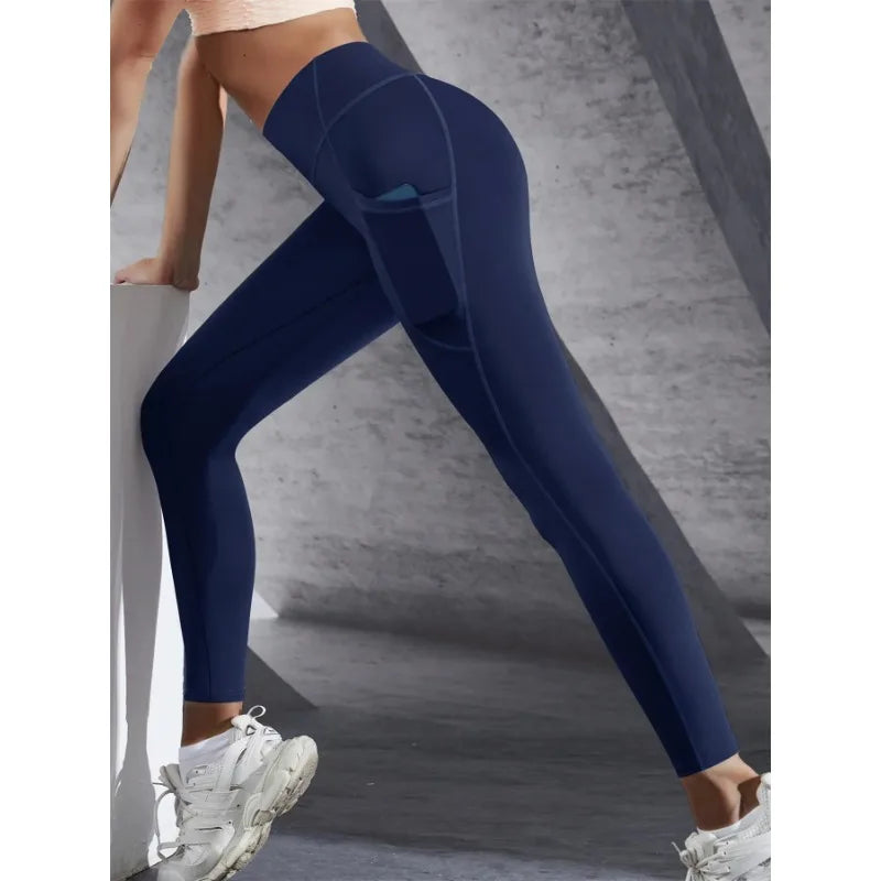 Legging de Sport Femme Taille Haute – Stretch, Avec Poches, Effet Push-Up, Yoga, Fitness & Running