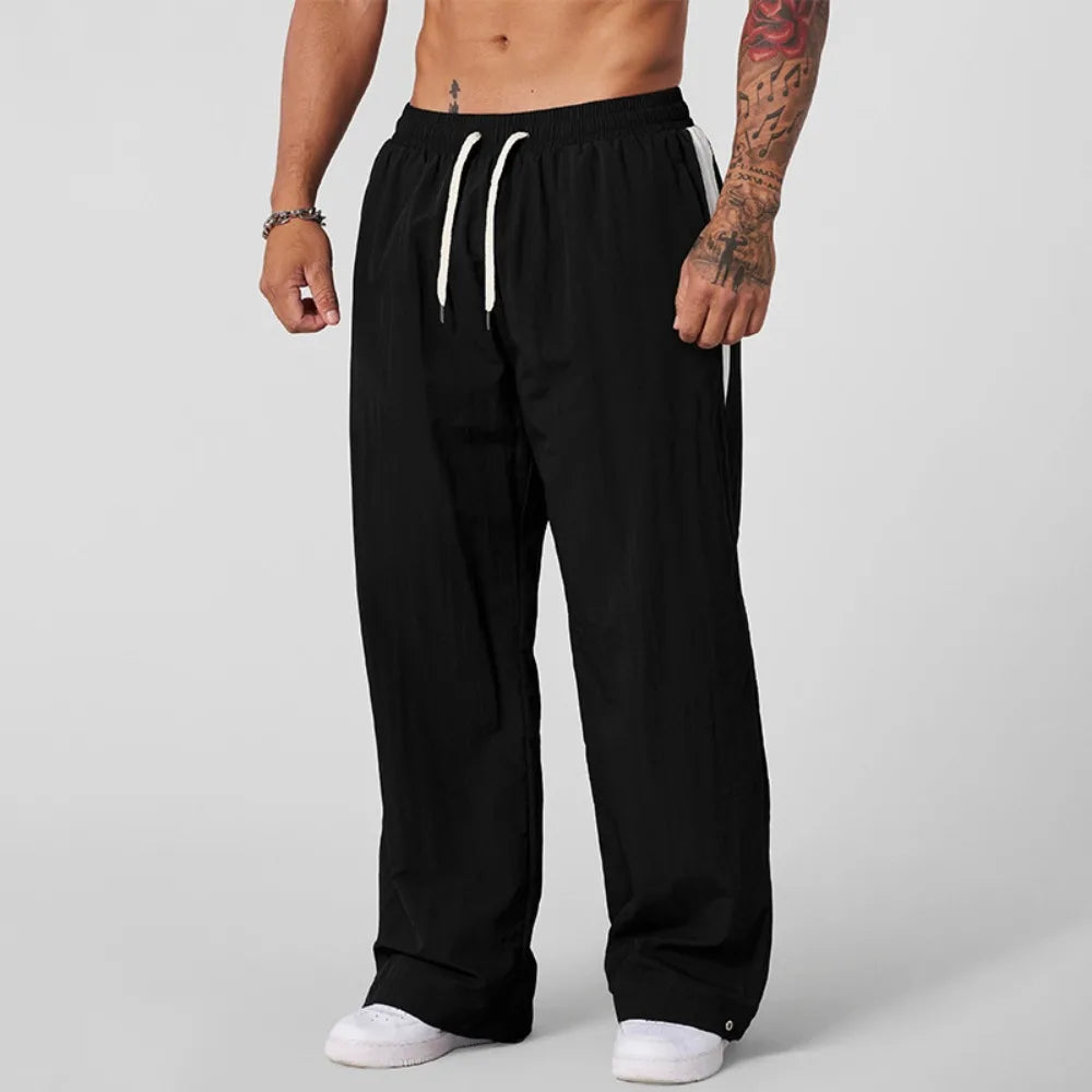 Pantalon Homme Sport & Casual – Coupe Droite Ample, Respirant, Longueur Complète, Style Fluide