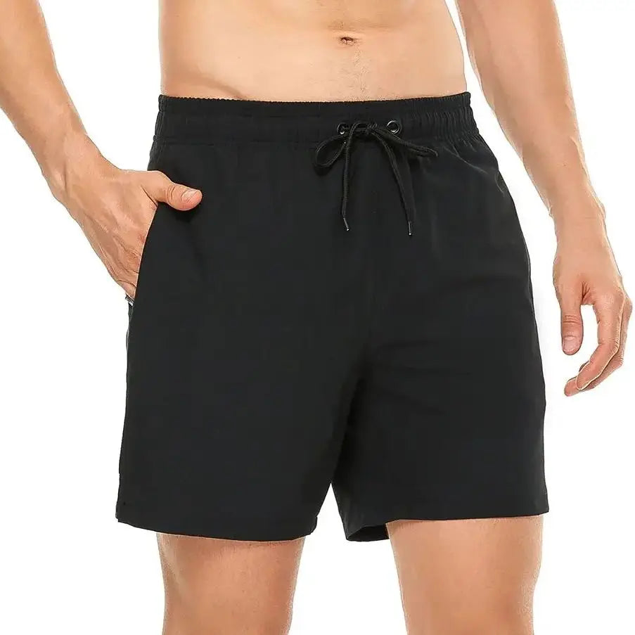 Short de Bain Homme Séchage Rapide – Taille Élastique, Poches Zippées, Doublure Mesh, Plage & Natation