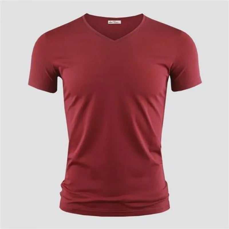 T-shirt homme col V – Coupe ajustée fitness, une coupe sportive.                               Un style épuré,le confort comme stand.