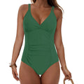 Maillot de Bain Femme 1 Pièce Sexy – Décolleté V, Effet Froncé Gainant, Couleur Unie, Beachwear Été.