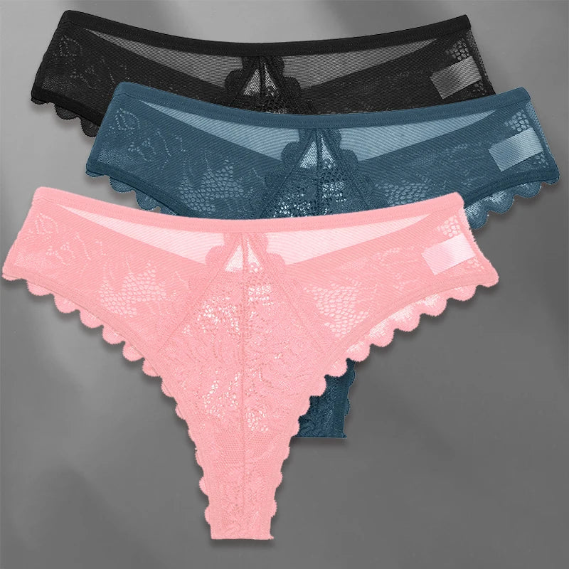 FINETOO Lot de 3 strings femme en dentelle – Taille S-XL, sexy et confortable
