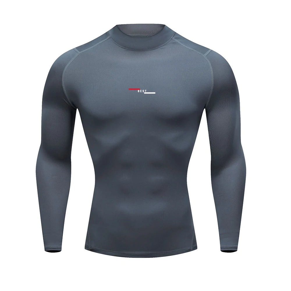 T-Shirt de Sport Homme Compression Manches Longues,                              Haut Stretch,Training