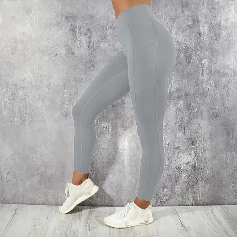 Legging de Sport Femme Taille Haute avec Poches – Stretch, Effet Push-Up Fessier, Yoga, Fitness & Running