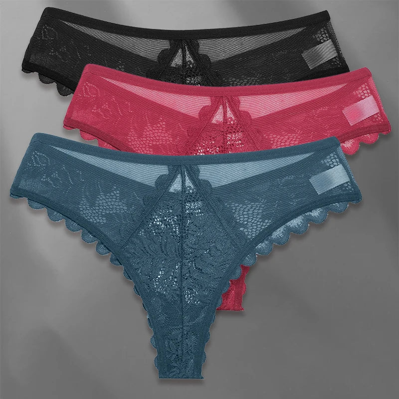 FINETOO Lot de 3 strings femme en dentelle – Taille S-XL, sexy et confortable