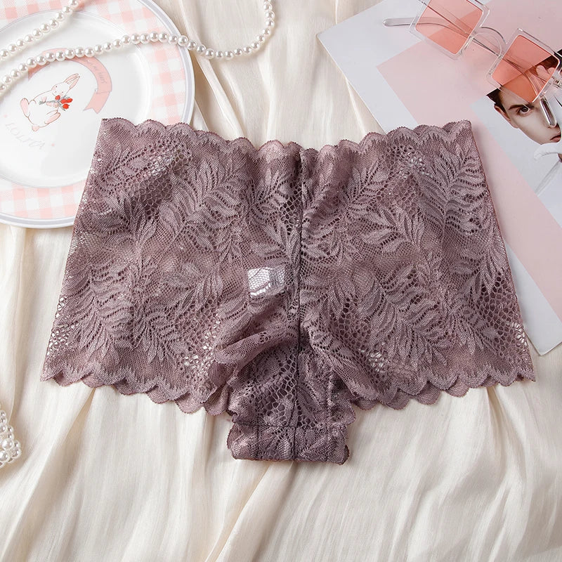 BANNIROU Boyshort femme – Lingerie sexy dentelle transparente, culotte taille haute