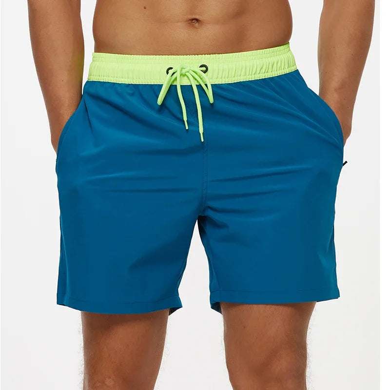 Short de Bain Homme Séchage Rapide – Taille Élastique, Poches Zippées, Doublure Mesh, Plage & Natation