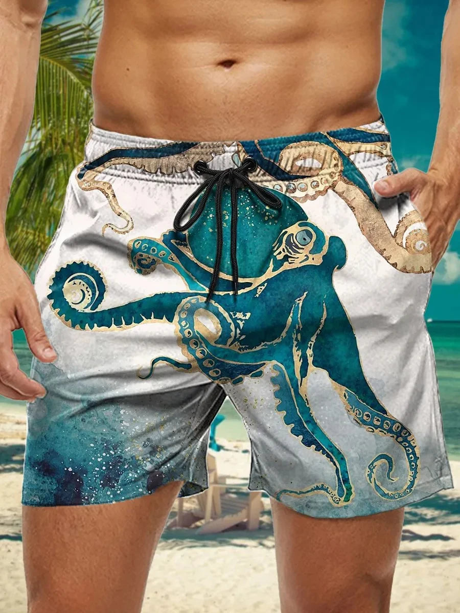 Short de Bain Homme Hawaïen Imprimé Floral 3D, Séchage Rapide, Boardshort Fashion .