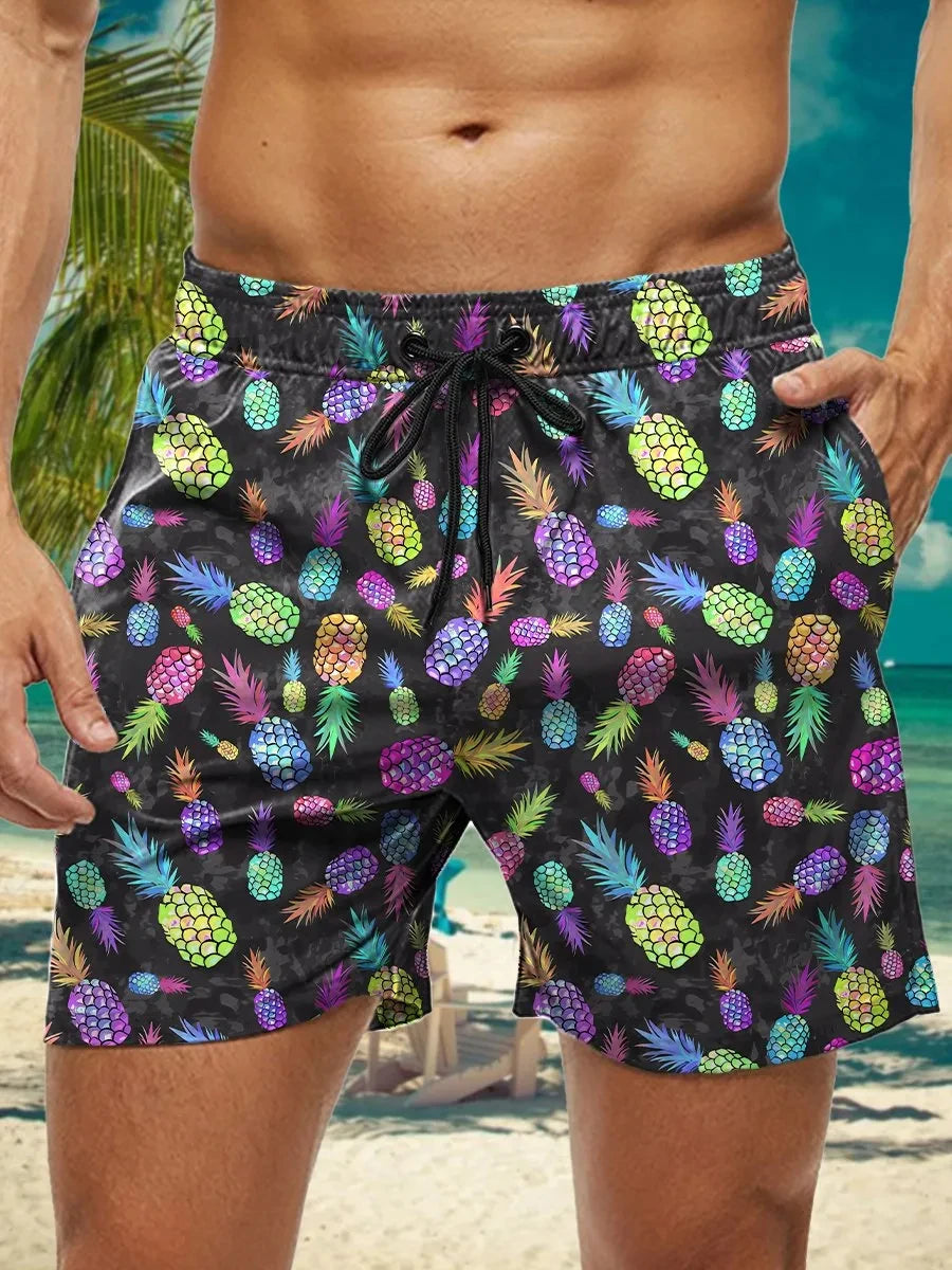 Short de Bain Homme Hawaïen Imprimé Floral 3D, Séchage Rapide, Boardshort Fashion .